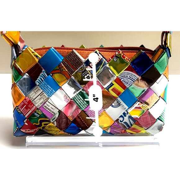 Multi-colored recycled Mexican candy wrapper mini shoulder bag - Picture 8 of 8